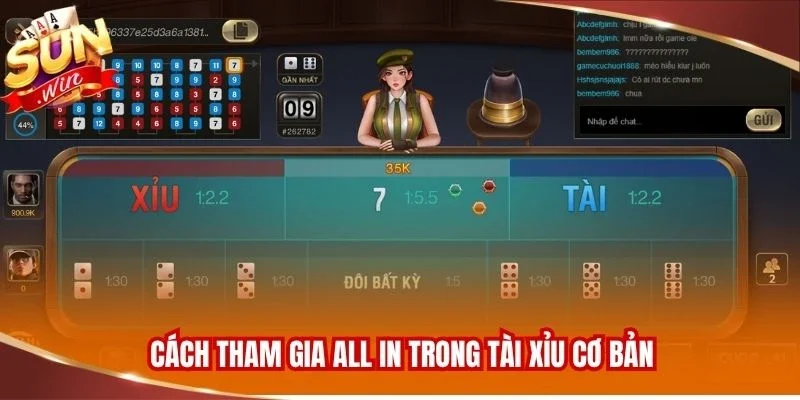 Cách tham gia all in trong Tài Xỉu cơ bản 