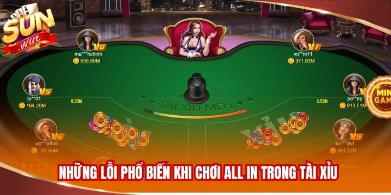 Những lỗi phổ biến khi chơi all in trong Tài Xỉu